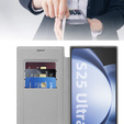 Etui z klapką do Samsung Galaxy S25 Ultra, RFID Wallet MagSafe z ochroną aparatu, srebrne