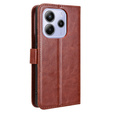 Etui z klapką do Xiaomi Redmi Note 14 4G, Crazy Horse Wallet, brązowe