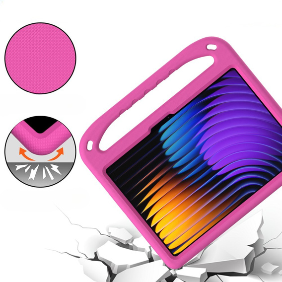 Etui dla dzieci do Xiaomi Pad 7 / Xiaomi Pad 7 Pro, z uchwytem, różowe