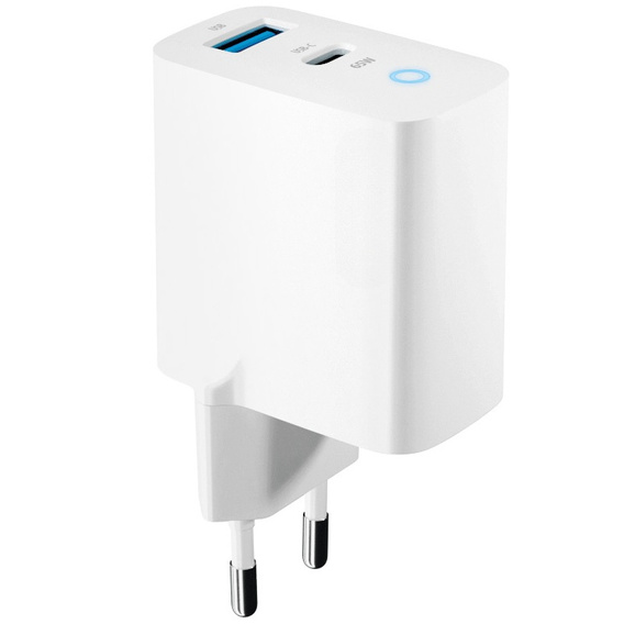 Zestaw Ładowarka Sieciowa 65W GaN 1x USB-C 1x USB-A + Kabel USB-C 1M