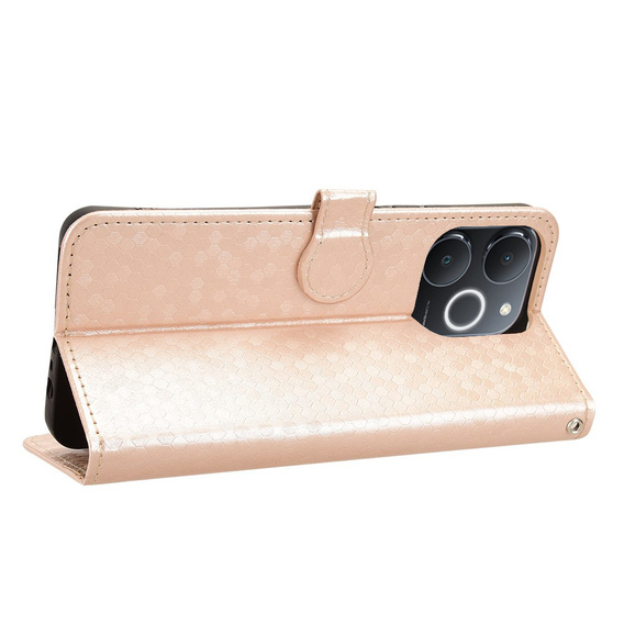 Etui z klapką do Realme Note 70T 4G, Wallet Rhombus, złote