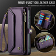 Etui CASEME do Samsung Galaxy S25 FE, RFID Leather Wallet, z paskiem na ramię, fioletowe