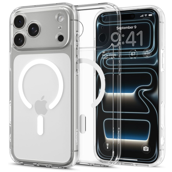 OUTLET Etui Spigen do iPhone 17 Pro, Ultra Hybrid MagSafe, Clear / White