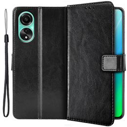 Etui z klapką do Oppo A78 4G, Crazy Horse Wallet, czarne