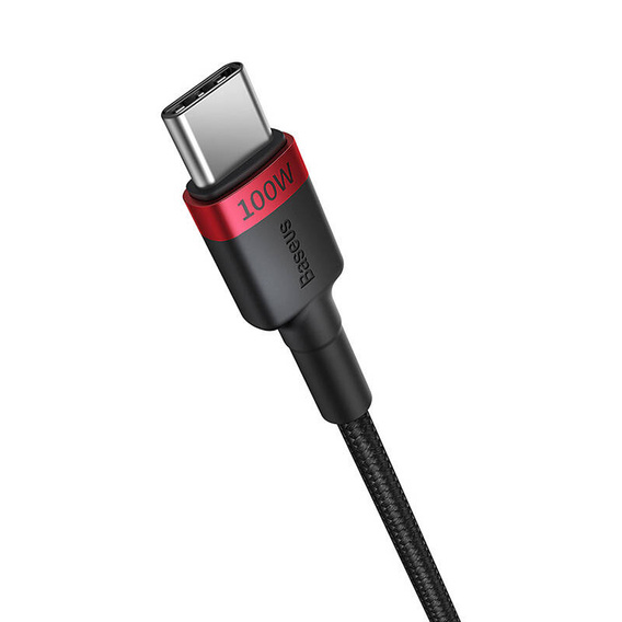 Baseus kabel Cafule USB‑C na USB‑C 1 m 100 W – czerwono‑czarny + szaro‑czarny (2 szt.)