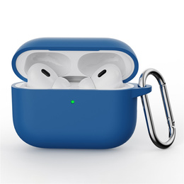 Etui silikonowe do AirPods Pro 3 z karabińczykiem, niebieskie