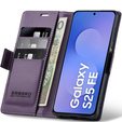 Etui do Samsung Galaxy S25 FE, ERBORD Glossy Litchi, portfel z klapką, fioletowe