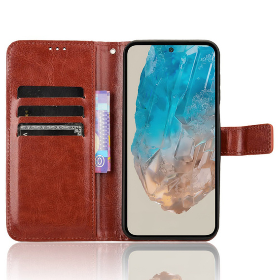 Etui z klapką do Samsung Galaxy M35, Crazy Horse Wallet, brązowe