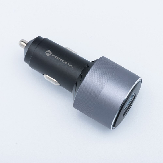 Ładowarka samochodowa Forcell F-Energy Alu 2 × USB-C + USB-A QC4.0 PD SFC2.0 3A 85W - szara