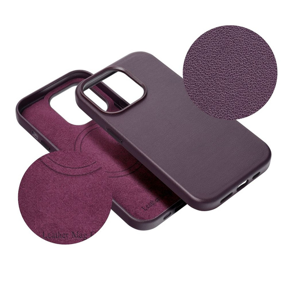 Etui Leather Mag Cover do iPhone 15, fioletowe