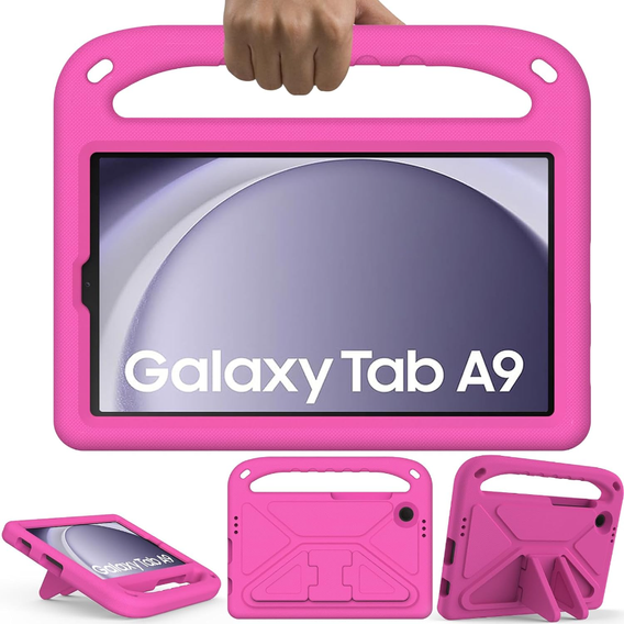 Etui dla dzieci do Samsung Galaxy Tab A9, dziecięce z uchwytem, Różowe