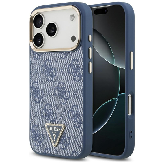 Etui GUESS do iPhone 17 Pro, 4G Triangle Logo MagSafe, niebieskie
