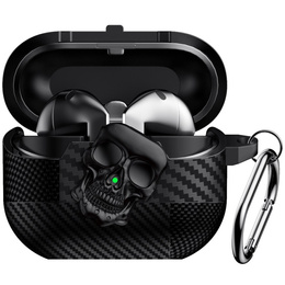Stylowe etui TPU z motywem czaszki i karabińczykiem – Samsung Galaxy Buds 3 / 3 Pro