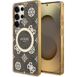 Etui GUESS do Samsung Galaxy S25 Ultra, Magnetic IML Peony, brązowe
