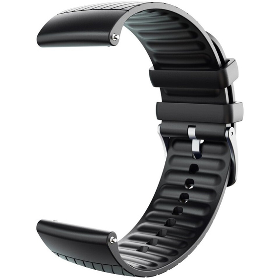 Pasek Silikonowy Uniwersalny 22mm, z poprzeczną linią, Czarny