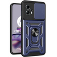 Zestaw Etui do Motorola Moto G13 / G23 pancerne, z ochroną aparatu i ringiem, niebieskie + szkło