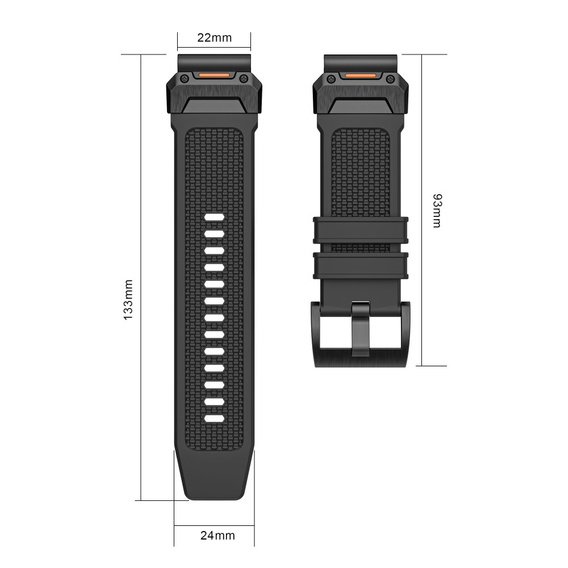 Pasek Silikonowy QuickFit do Garmin Fenix 22mm, Czarny