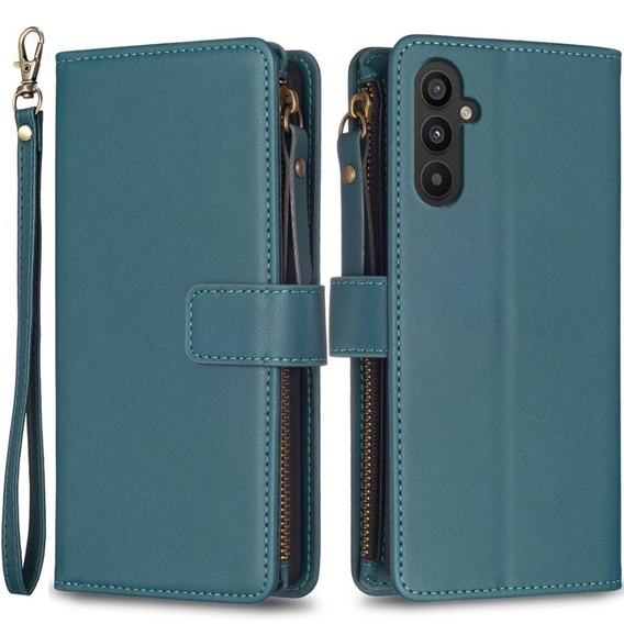 Etui z klapką do Samsung Galaxy A25 5G, Wallet Zipper Pocket, zielone