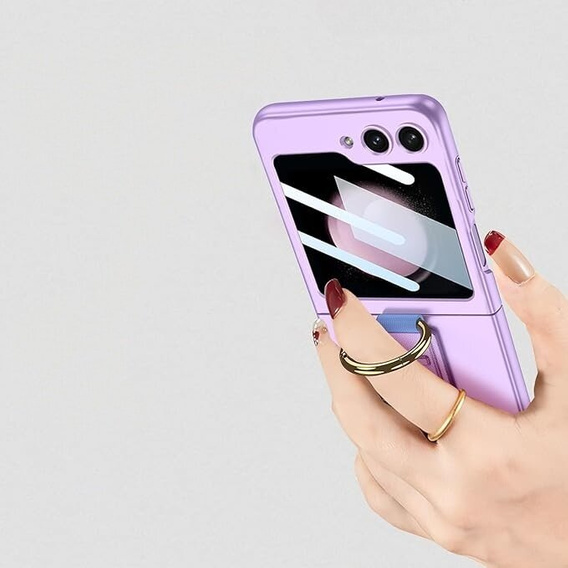 Etui GKK do Samsung Galaxy Z Flip7 FE / Z Flip6, Ring Holder, z paskiem, fioletowe