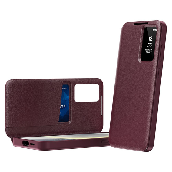 Etui do Samsung Galaxy S25 FE, Smart View Wallet, bordowe