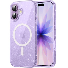 Etui do iPhone 17, do MagSafe, brokatowe, półprzezroczyste fioletowe