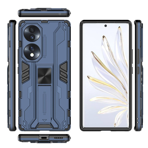 Etui do Honor 70 5G, Military kickstand, niebieskie