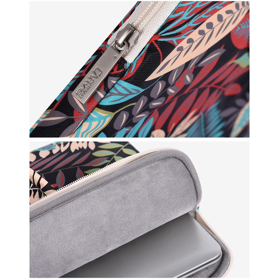 Torba na Laptopa 13" z Motywem Dużych Liści - Czarna