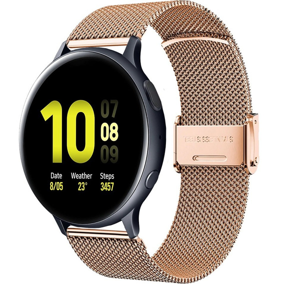 Bransoleta Milanese + Etui z osłoną na ekran do Samsung Galaxy Watch Active 2 40mm, Różowe złoto
