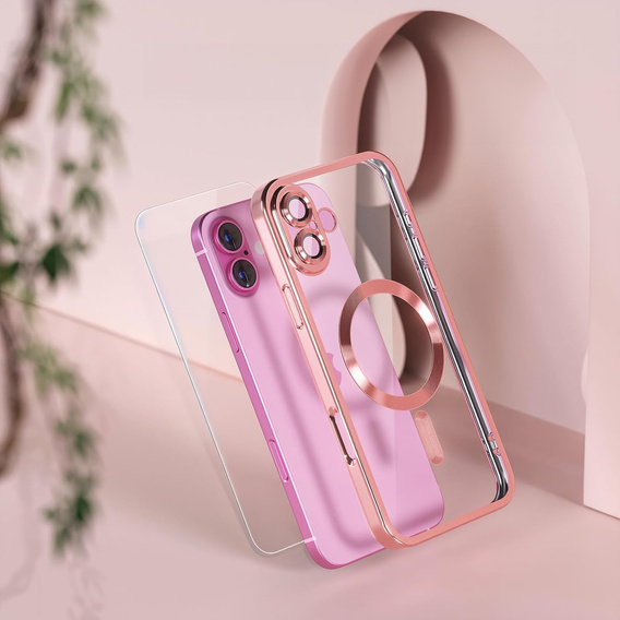 Etui do iPhone 16 Plus, Electro MagSafe, różowe + Szkło na ekran
