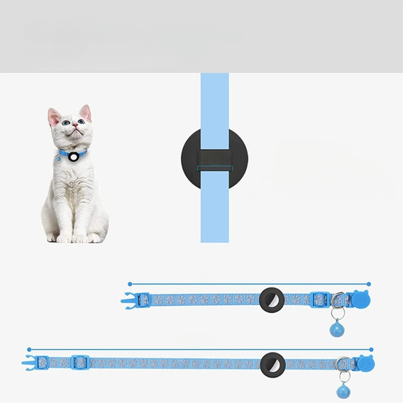 Etui Obroża nylonowa z dzwoneczkiem do Apple AirTag 2 / 1, Niebieska