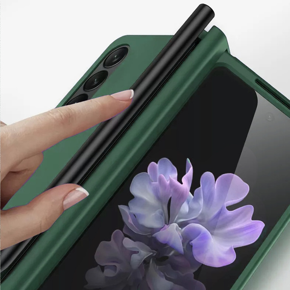 Etui ze szkłem do Samsung Galaxy Z Fold 4 5G, Rubberized Case, Green