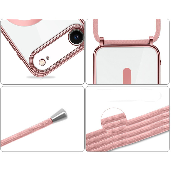 Etui do iPhone Air, Electro MagSafe, różowe + Smycz