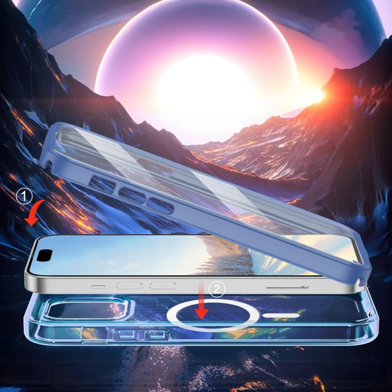 Etui do iPhone 16 Pro Max, Shockproof Hybrid, z folią na ekran, do MagSafe, niebieskie