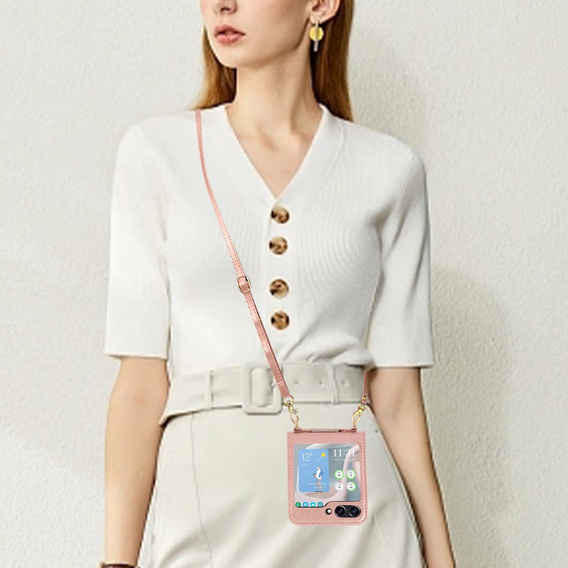 Etui Leather Card Slots do Samsung Galaxy Z Flip 5 5G, różowe