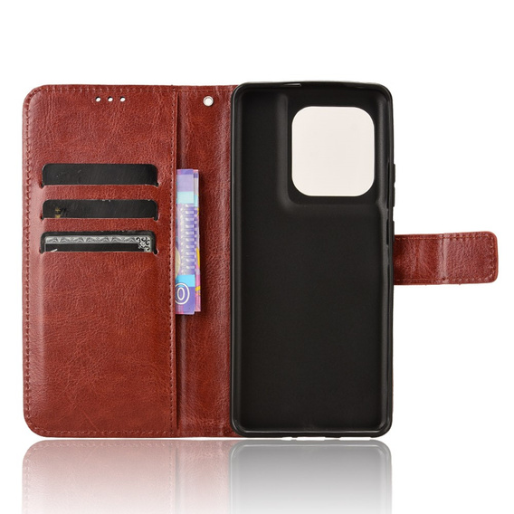 Etui z klapką do Motorola Edge 50 Ultra, Crazy Horse Wallet, brązowe