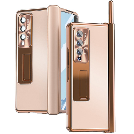 Etui ze szkłem do Samsung Galaxy Z Fold 4 5G, Premium Alloy, Rose Gold