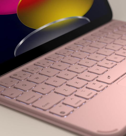 Etui z klawiaturą do iPad 11" 2025 A16 (11 gen.) / iPad 10.9" 2022 (10 gen.), Dexnor Magnetic Keyboard Touchpad, różowe