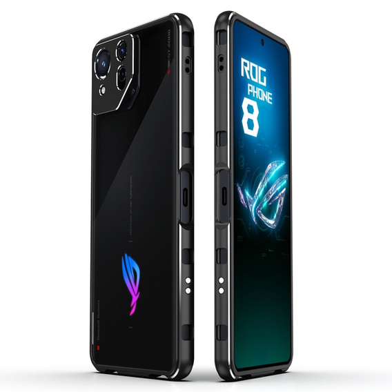 Etui do ASUS ROG Phone 8 Pro, Armor Bumper, z osłoną obiektywu, czarne / srebrne