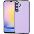 Etui skórzane do Samsung Galaxy A25 5G, Obudowa Lychee leather Case, fioletowe + Szkło 9H
