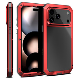 Etui do iPhone 17 Pro Max, pancerne, z wbudowanym szkłem, czerwone