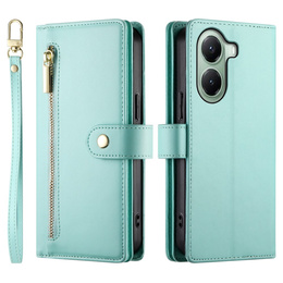 Etui z klapką do Xiaomi Poco X7 Pro 5G, Wallet Zipper Pocket, zielone