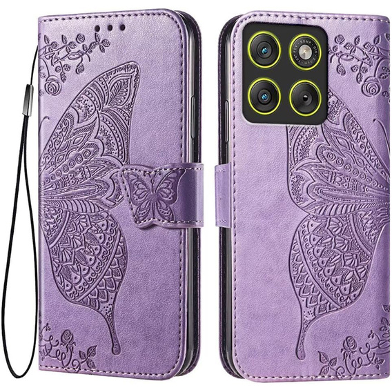 Etui z klapką do Motorola Edge 70, Butterfly, fioletowe