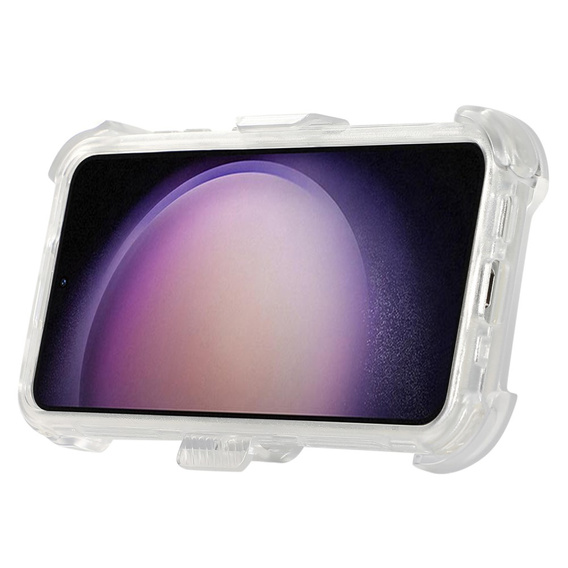 Pancerne Etui do Samsung Galaxy S24, Belt Clip, z klipsem, przezroczyste