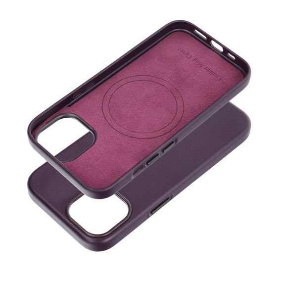 Etui Leather Mag Cover do iPhone 15, fioletowe