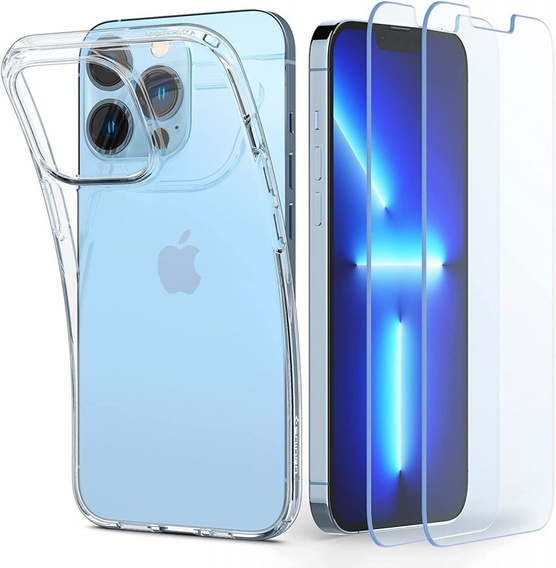 Etui + 2x Szkło Spigen do iPhone 13 Pro, Liquid Crystal Pack, Clear