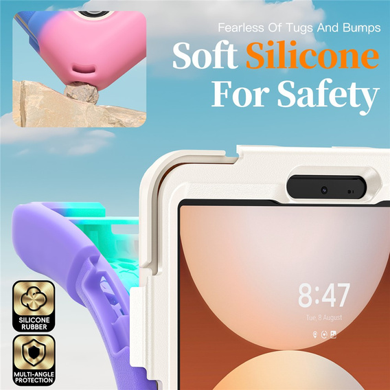 Pancerne etui do Samsung Galaxy Tab A11, z podstawką i paskiem na ramię – wielokolorowe