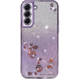 Etui do Samsung Galaxy S22, Glitter Flower, fioletowe