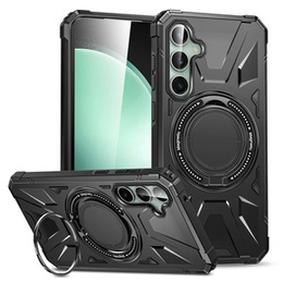 Etui do Samsung Galaxy A15 5G, pancerne do MagSafe z podstawką, czarne + szkło 9H