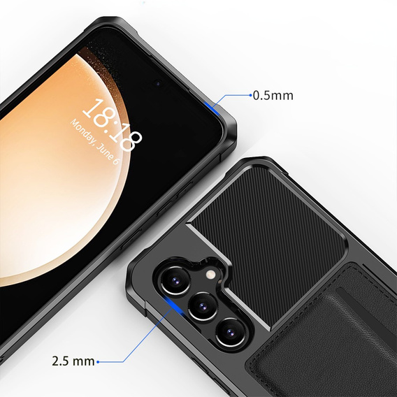 Etui do Samsung Galaxy A55 5G, Card Holder Kickstand, czarne