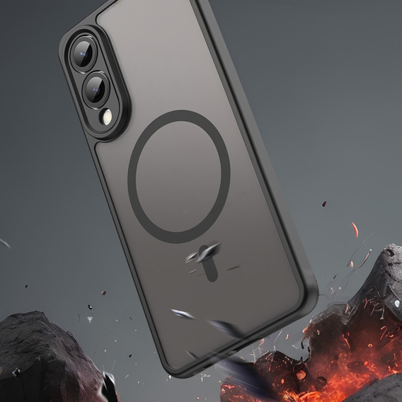 Etui do Samsung Galaxy S25 Edge, Kickstand Matt Case, do MagSafe, czarne + Szkło na ekran